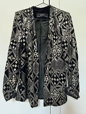Zara Sequin Embellished Black Blazer Jacket 6 8 Xs • $50