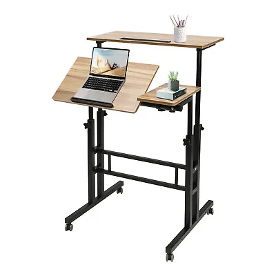 4 In 1 Height Adjustable Home Office Desk Rolling Laptop Cart Sit Stand Desk • $69.99