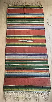 Vintage Loom Woven Textile Chimano RUG RUNNER Art Native American Indian 60x24 • $99.99