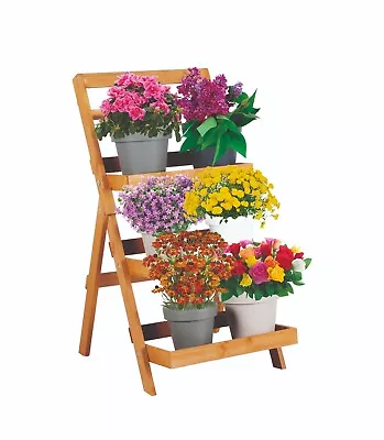 3 Tier Wooden Plant Pot Stand Indoor Garden Flower Planter Display Shelf Rack • £16.99