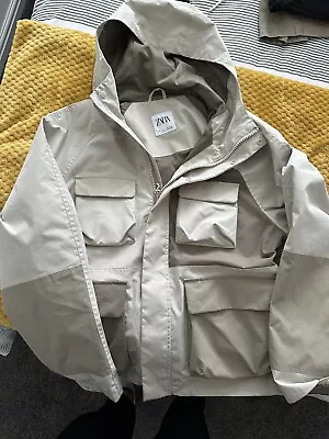 Zara Mens Waterproof Hooded Rain  Coat Jacket L • £12