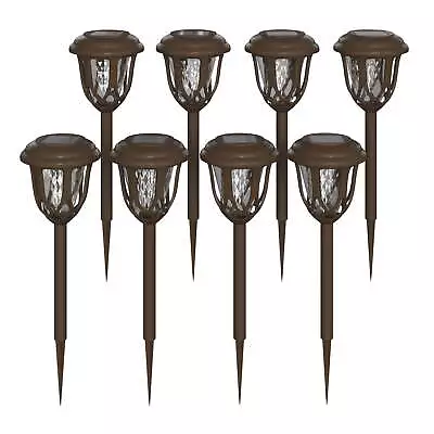 Flash Furniture 8 Piece Modern Brown LED Solar Pathway Light 8 Lumens • $23.86