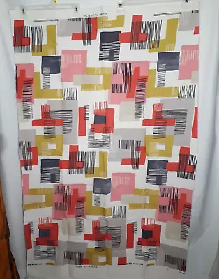 MCM Abstract Material Pink Gray Yellow Etta By Villa Nova 36.5 X 58 New Vintage • $24.99