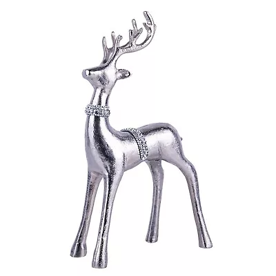 12  Metal Reindeer Figurine With Crystals Christmas Deer Figure Silver • $34.95