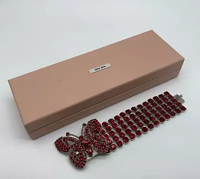 MIU MIU Chunky Crystal Butterfly Bracelet VGC Red Cocktail Statement Boxed • $342.40