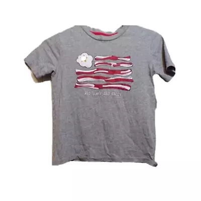 2 Boys Tee's Mossy Oak Green Large And Gray Red White & Bacon Medium 8 R1 • $10.06