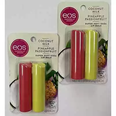 Eos Shea Lip Balm Stick Natural Coconut Milk Pineapple Passionfruit Lot Of 2 • $12.95