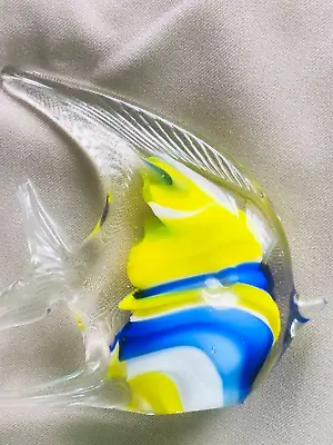 Murano Art Glass Decorative Fish With Yellow Blue White Clear Colors NWOT • $14.99