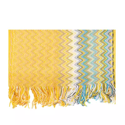 Missoni Women's Cotton Zig-Zag Scarf Shawl Sarong Wrap Yellow Blue • $99