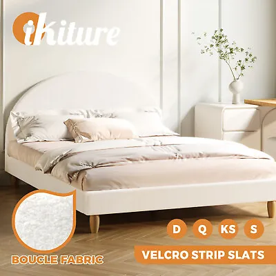 Oikiture Bed Frame Queen Double King Single Size Fabric Arched Beds Platform • $189.90