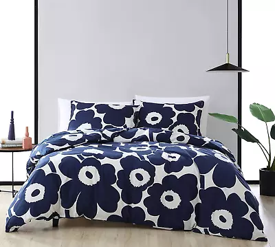 Queen Duvet Cover Set Cotton Bedding With Matching Shams & Botton Closure All  • $240.29