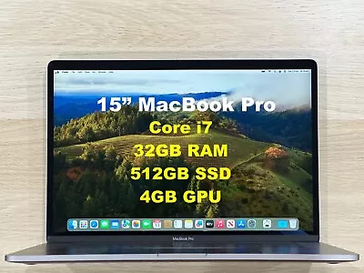 Elegant; 2018 Apple MacBook Pro 15  I7 32GB Ram 512GB SSD 4GB GPU • $945