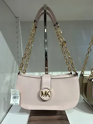 Michael Kors 35F2GNMC0L Carmen Small Pouchette Shoulder Handbag In Powder Blush • $89.95