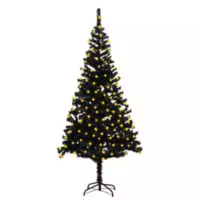 VidaXL Artificial Christmas Tree With LEDs&Stand Black 180 Cm PVC • $77.47