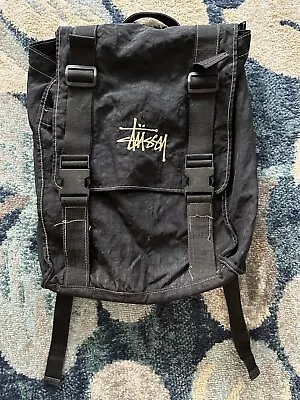 90s Vintage Stussy Backpack Nylon Buckle Snaps  Messenger Travel Bag • $150