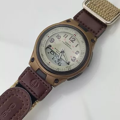 Vintage Casio Telememo 30 World Timer Alarm Chrono Watch Military Canvas Strap • $10