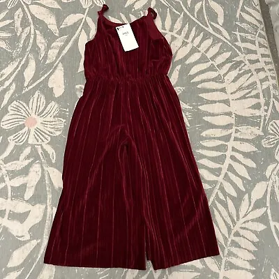Marks And Spencer Girls Red Velour Playsuit Age 6-7 • £8