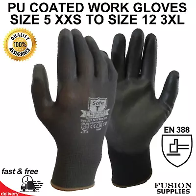 Pu Gloves.safety Work.grip.mechanicsbuilders.joiners.gardening.electricians.diy • £9.99