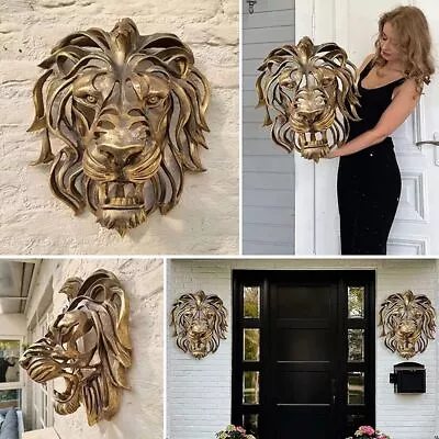 Lion Head Lion Head Wall Art Lion Head Sculpture Wall Decor Wall Mounted Art • £16.31