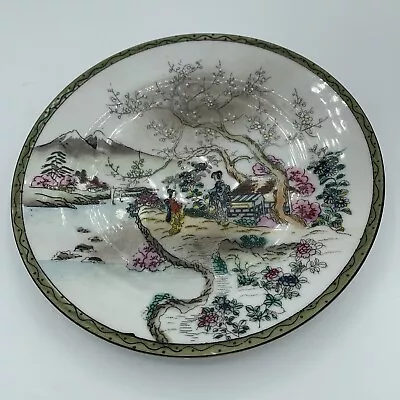 MORIAGE GEISHA GIRLS IN GARDEN Hand Painted PLATE Japan 7.5” Across Great Detail • $12.99