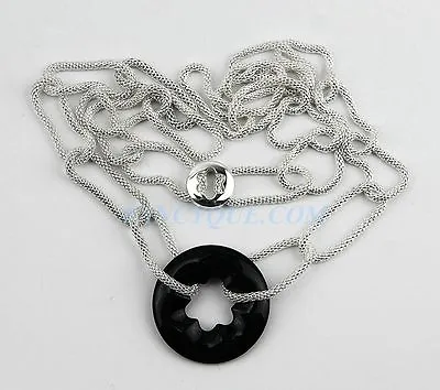 Montblanc 105837 Star Collection Sterling Silver & Onyx Decor Long Necklace New • $525