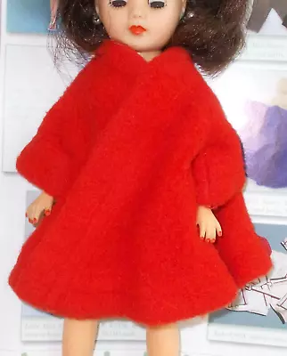 Vintage 1950's Miss Nancy Ann 10.5  Doll Pretty Red Wooly Nylon Coat • $15