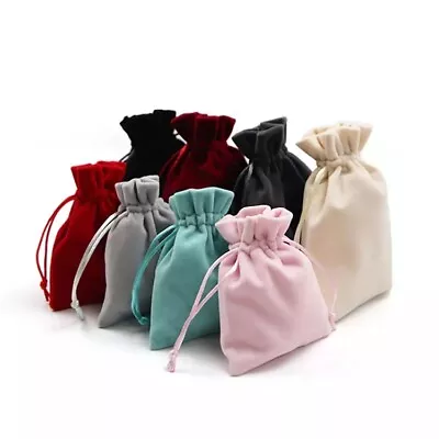 25-100 Christmas Velvet Gift Bag Pouches Drawstring Jewelry Wedding Favor Pouch • $7.99