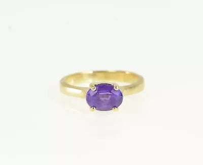 14K Vintage Oval Amethyst Solitaire Classic Ring Yellow Gold *09 • $212.46