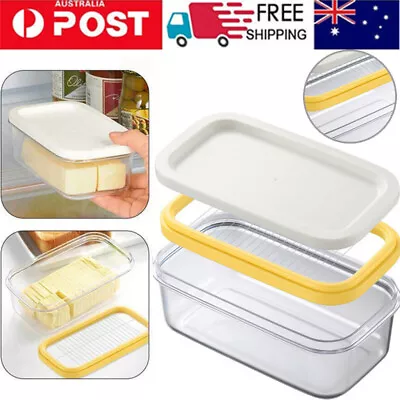 2 In 1 Butter Slicer Butter Box Saver Keeper Case Container Storage With Lid AU • $15.48