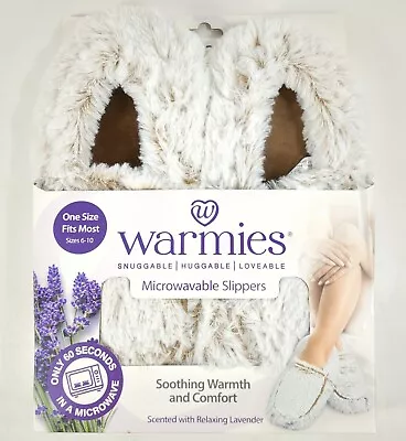 Warmies Microwaveable Slippers Size 6-10 Lt. Gray W/ Brown Accent Lavender Scent • $17.95