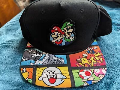 Nintendo Super Mario Brothers Black Cap With Colorful Character Detailing EUC • $15