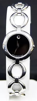 Ladies MOVADO 84 E4 1830 Amorosa Black Dial All Stainless 26mm Quartz Watch • $99.95