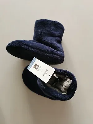 M&S Kids' Navy Slipper Boots Size 5 Or 6 Infant Uk • £7.99