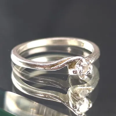 Vintage 925 Sterling Silver 1/4 CT .25 Solitaire Diamond Engagement Ring - S 7.5 • $112.12