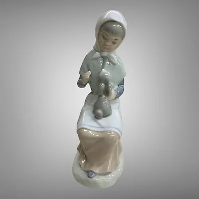 Vintage Lladro Zaphir Girl Holding A Rabbit Porcelain Figurine Made In Spain • $42.31