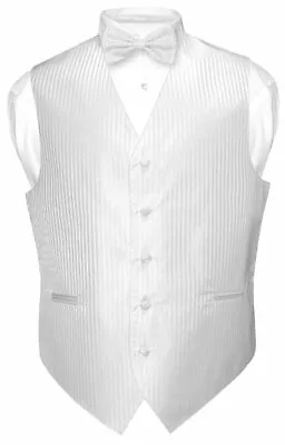 Men's Dress Vest & BOWTie Vertical Striped Design Bow Tie Set For Suit Or Tux • $27.95