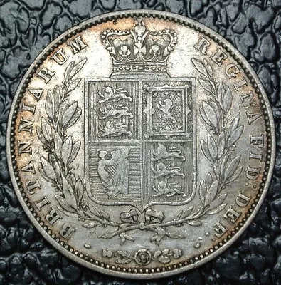 1844 GREAT BRITIAN - HALF CROWN - .925 SILVER - Victoria - Nice  Toning • $199.99