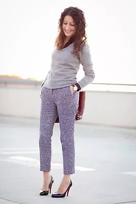 J.Crew Cafe Capri Pants 6 Metallic Purple Tweed Straight Leg Ankle • $44.99