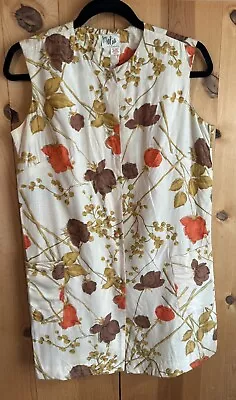 1960s Malia Of Hawaii Shift Dress Sleeveless Wraparound Pockets S Fall Colors • $64.35