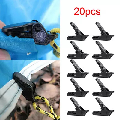 20pcs Awning Tarp Clips Set Buckle Tent Clamp Heavy Duty Black Camping Tool • £4.89