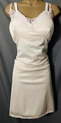 $11.99 • Buy Plus Size 48 Vintage Full Slip Fully Lined Pink Lace Modesty Shadow Panel