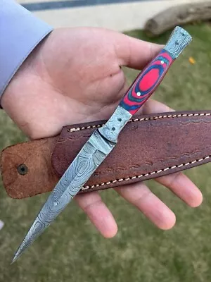 $35.95 • Buy Double-Edged V42 Military Damascus Steel Dagger Boot Knife Wood Handle- X277