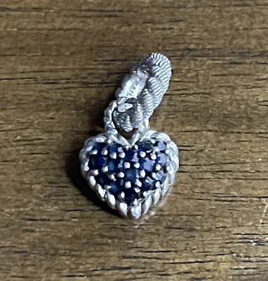 $47 • Buy Judith Ripka 925 Silver Blue Sapphire Heart Dangle Charm Pendant