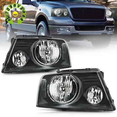 Headlights Assembly For 2004-2008 Ford F-150 F150 Black Housing Clear Side Pair • $63.59