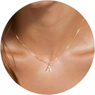 Gold Initial Necklaces Dainty Gold Letter Necklace Tiny A-Z Pendant Choker  • $20.99