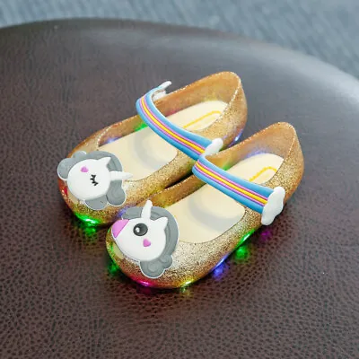 $28.56 • Buy Mini Melissa Sandals Summer Unicorn Girls Jelly LED Shoes Kids Cute Princess