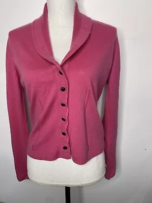 Milly Of New York Women Medium  Button Down V-Neck Pink Long Sleeve Sweater • $24