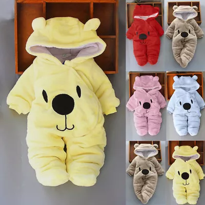 Newborn Baby Boy Girls Romper Velvet Hooded Jumpsuit Bodysuit Outfits Clothes 1f • $39.88