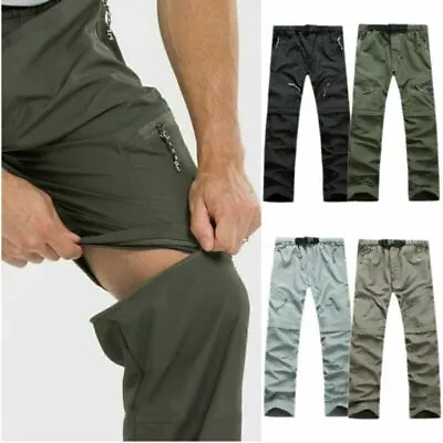 Men Casual Cargo Zip Off Convertible Hiking Pant Combat Trousers Shorts Outdoor· • £13.90
