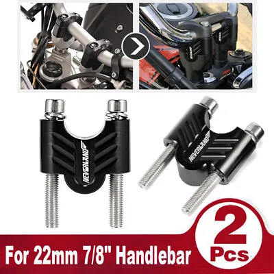 UK Black 7/8INCH 22mm Handlebar Bar Mount Clamp Riser Risers For Motorcycle Bike • £12.99